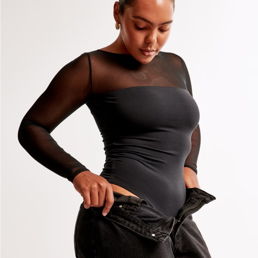 Abercrombie & Fitch Long-Sleeve Mesh Bodysuit